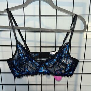 Avidlove Black and Blue Lace Bralette NWT